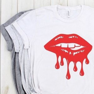 Gildan Tops - Red drip lips Gildan Tops - Red drip lips
